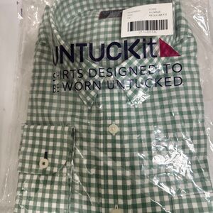 UNTUCKit Men’s Green and White Gingham Button-Down Shirt (NWT)
